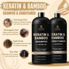 INFINA ESSENTIALS Keratin Conditioner tube highlights detangling-ready softness.