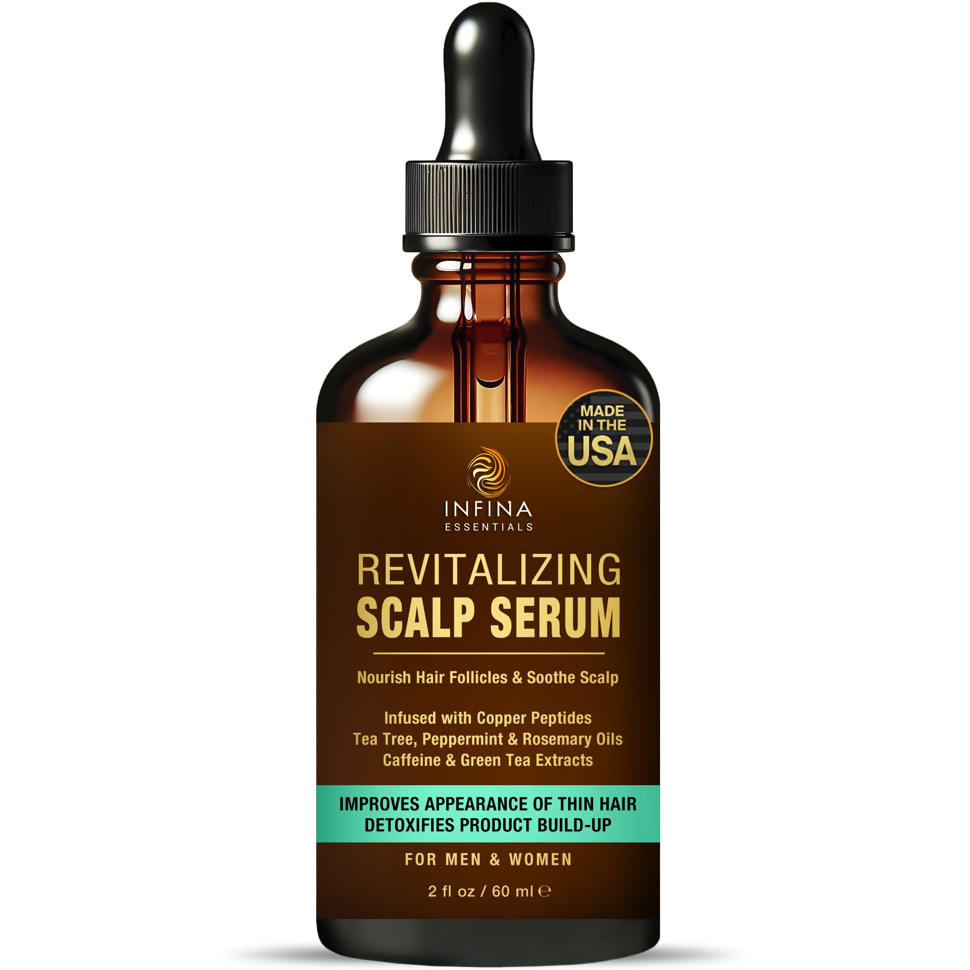 INFINA ESSENTIALS Revitalizing Scalp Serum bottle shows a lightweight formula for refreshed scalp comfort