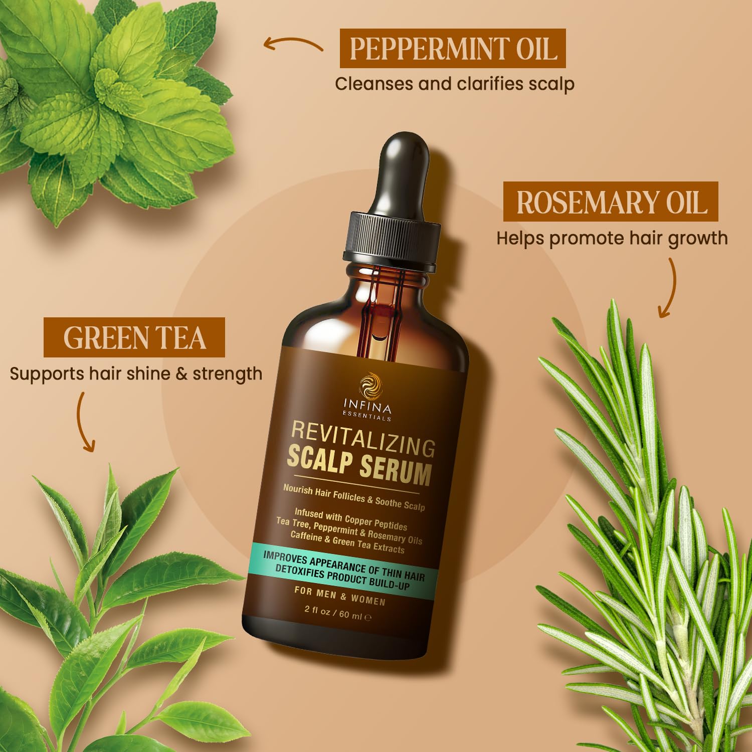 INFINA ESSENTIALS Revitalizing Scalp Serum dropper for precise, easy application
