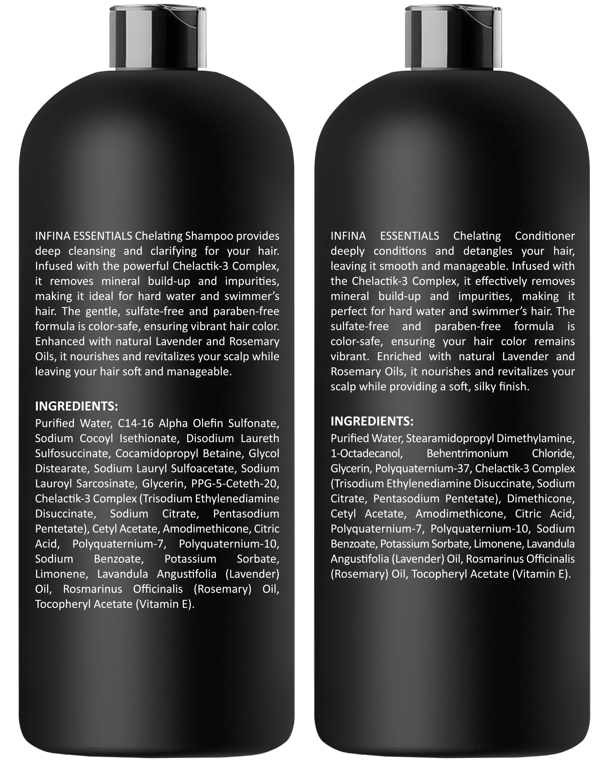 INFINA ESSENTIALS Rosemary oil bottle highlighting botanical infusion for scalp-friendly care.