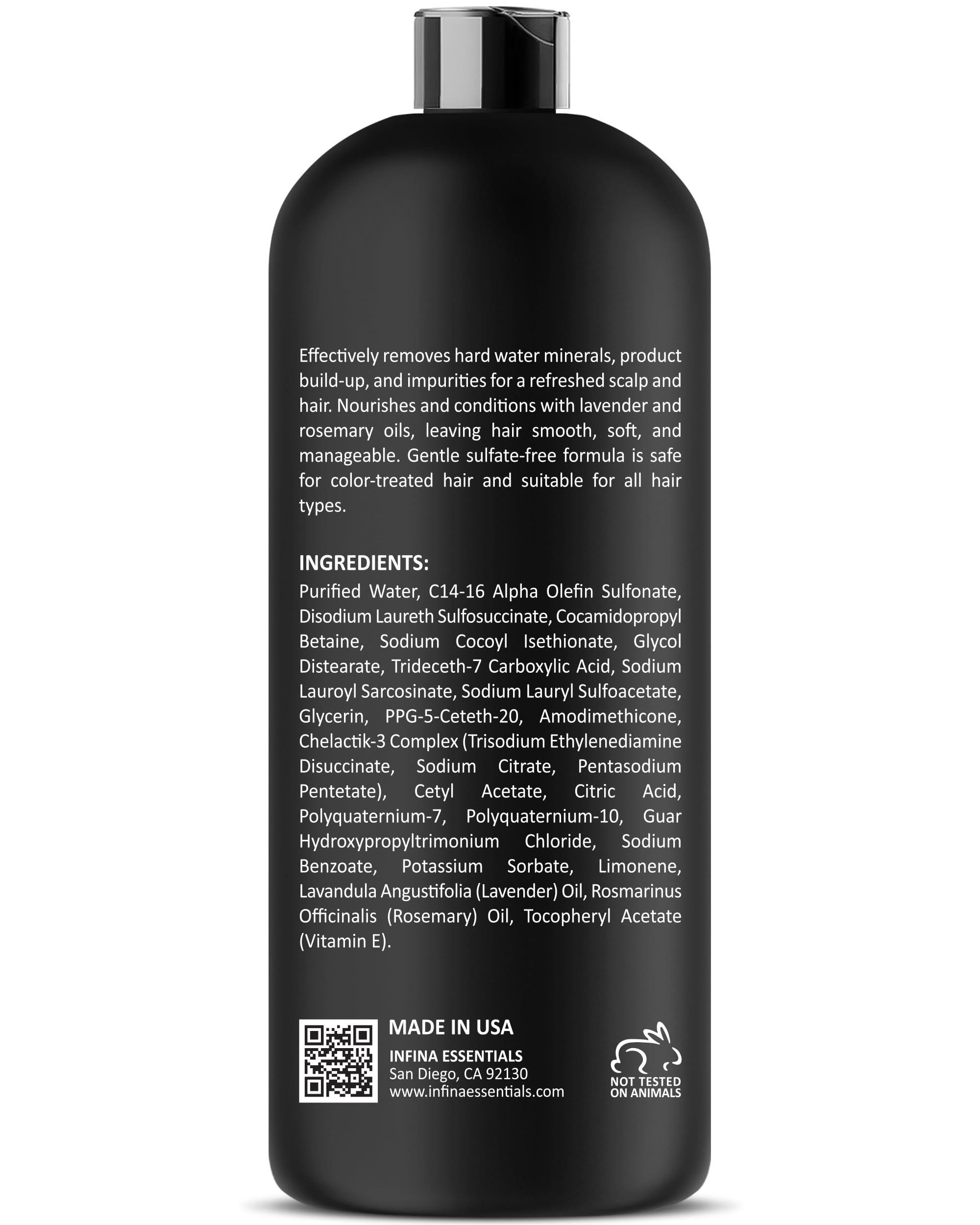 Infina Essentials shower scene with bottle in use highlights easy rinse lather