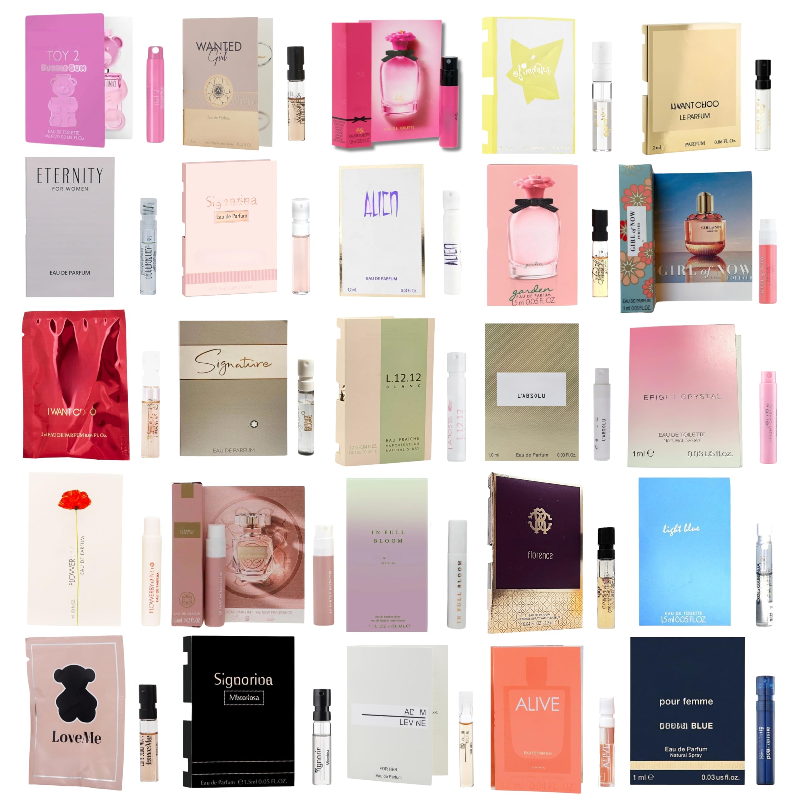 Infinite Scents sampler bottles showing 12 designer fragrances for testing