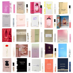 Infinite Scents sampler bottles showing 12 designer fragrances for testing
