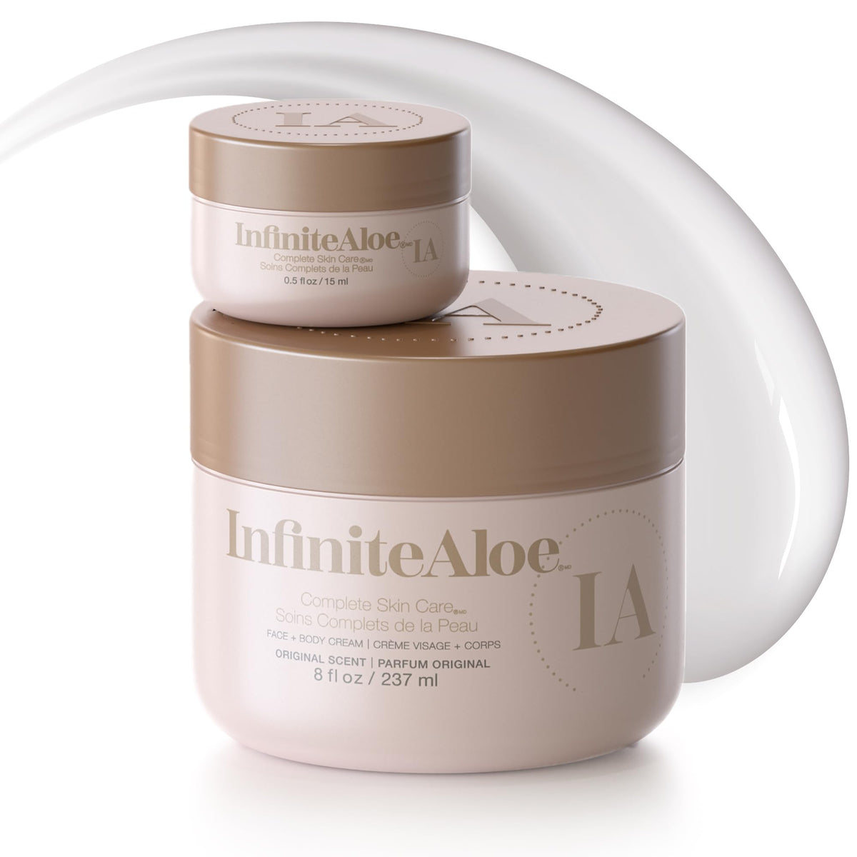 InfiniteAloe Complete Skin Care 8 oz jar delivers deep hydration for all skin types.