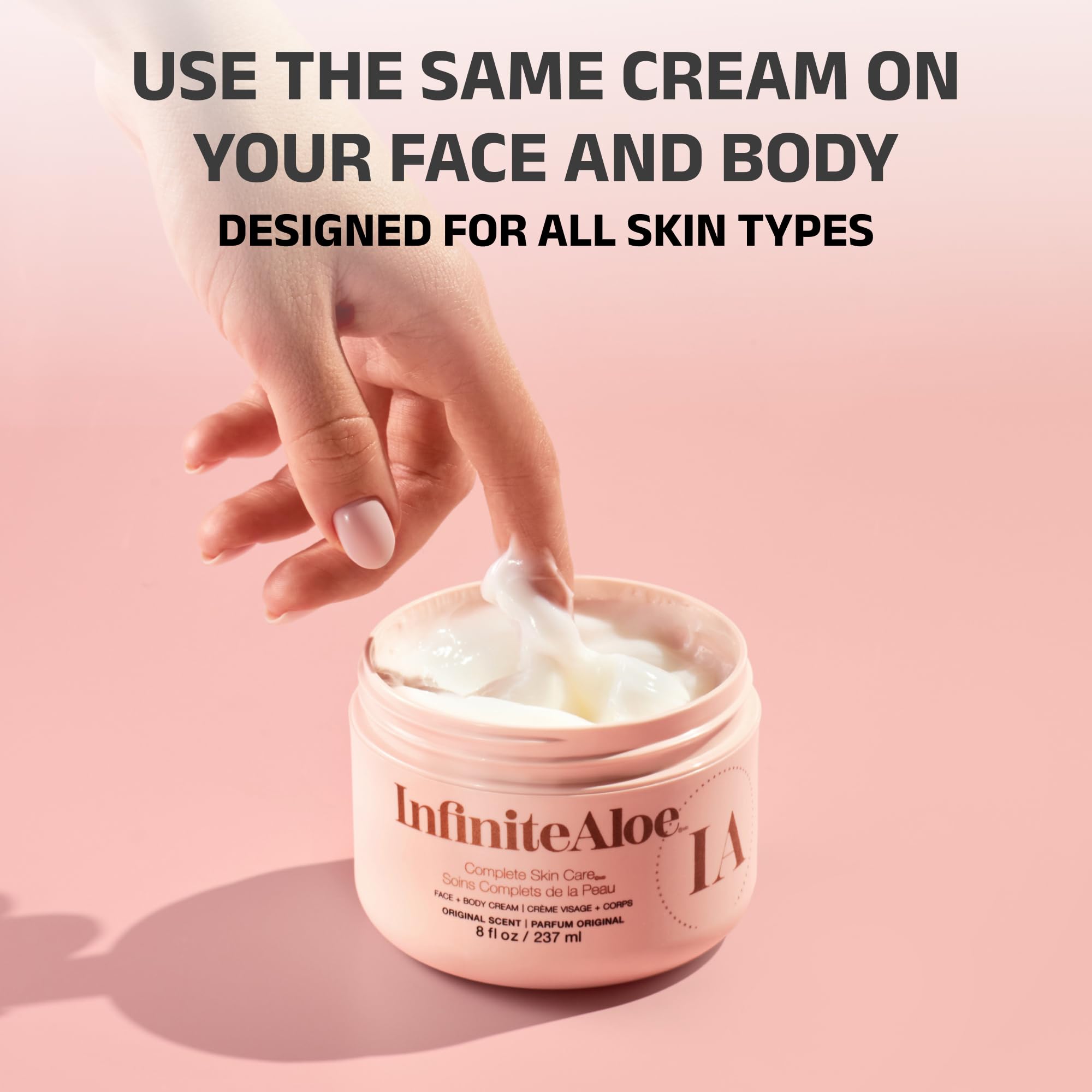 InfiniteAloe Complete Skin Care texture swatch demonstrating creamy consistency