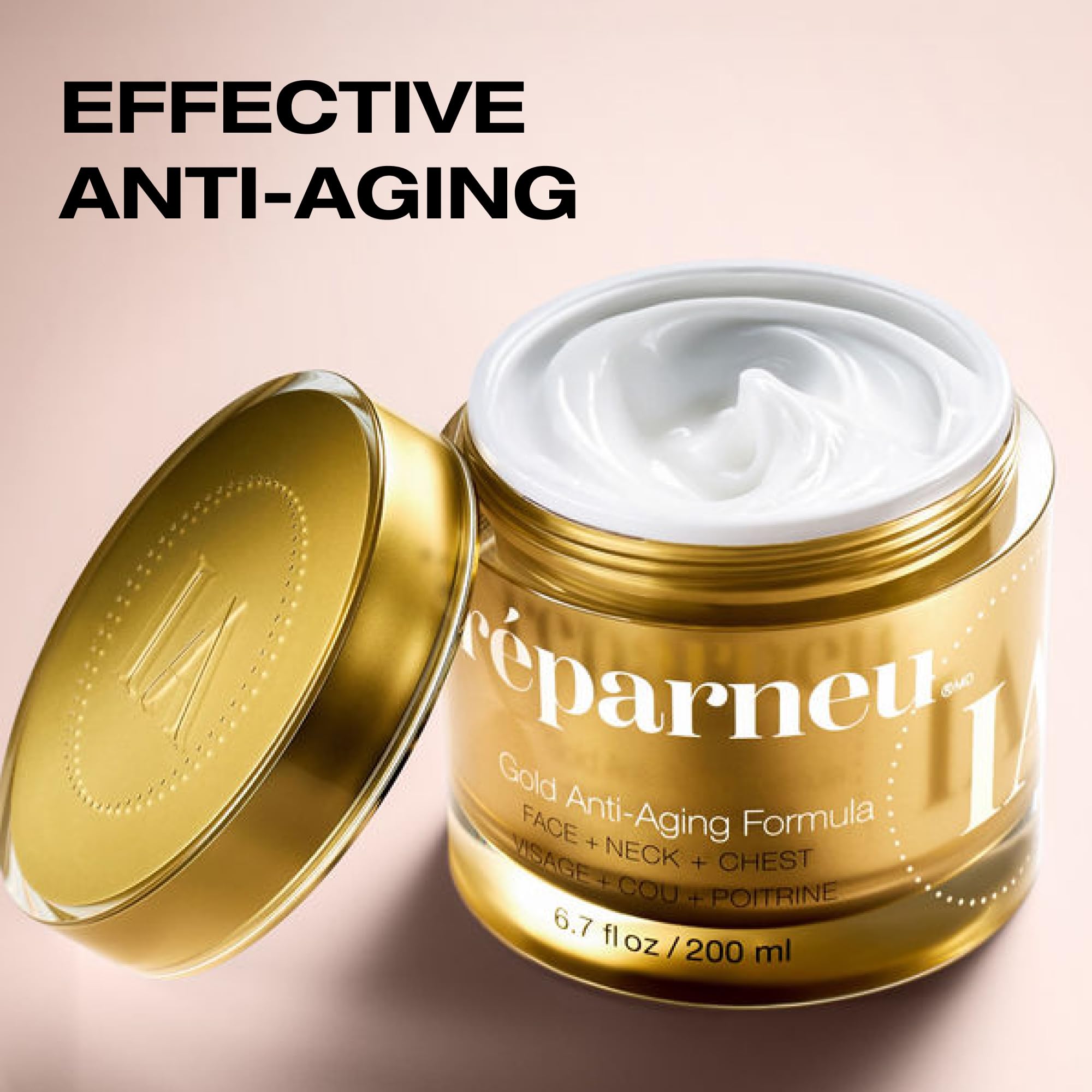 InfiniteAloe Gold jar close-up, rich cream for firming and smoothing