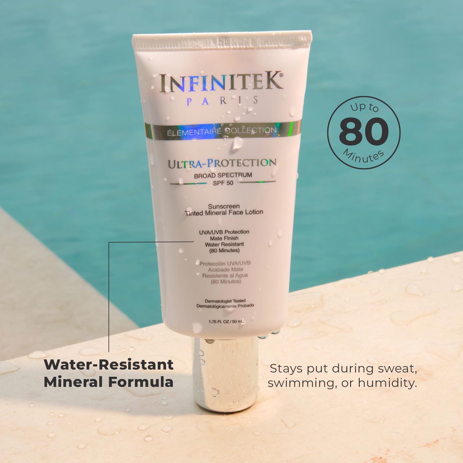 Infinitek Paris tinted mineral sunscreen swirl demonstrates daily moisturizer and primer