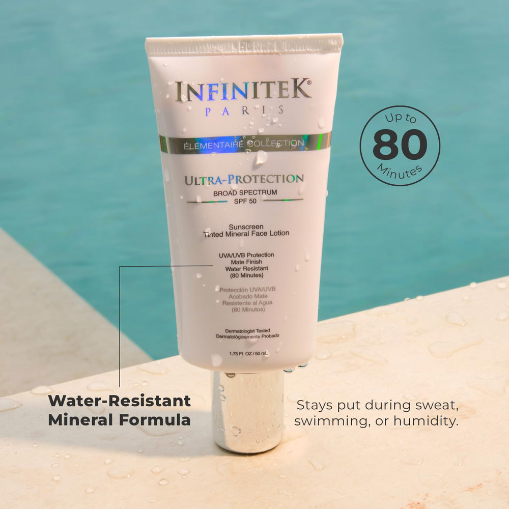 Infinitek Paris tinted mineral sunscreen swirl demonstrates daily moisturizer and primer