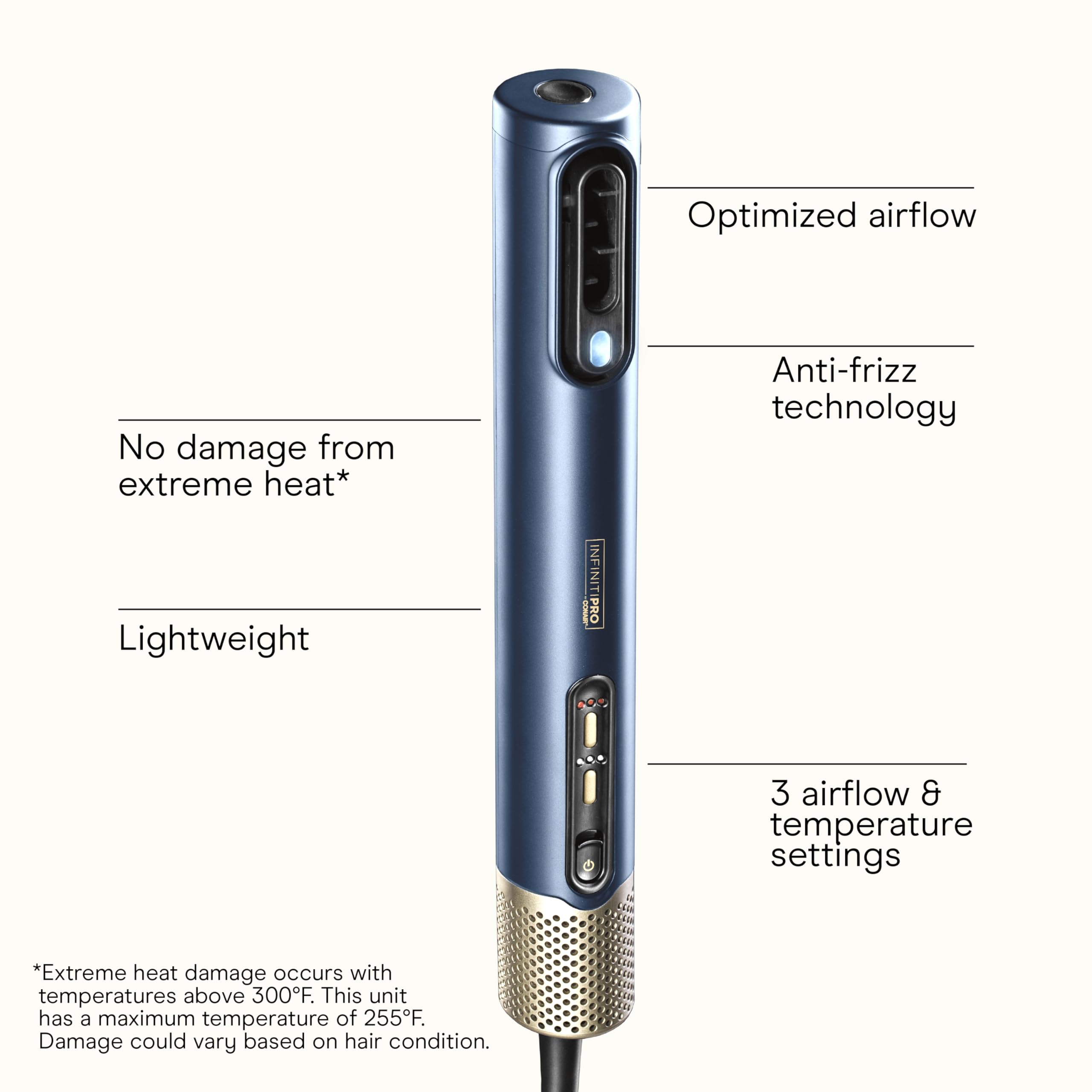 Infiniti PRO by CONAIR DigitalAIRE comb attachment for smoothing and detangling.