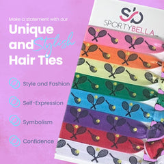 Infinity Collection SportyBella hair ties show colorful court-inspired colors for vibrant styles