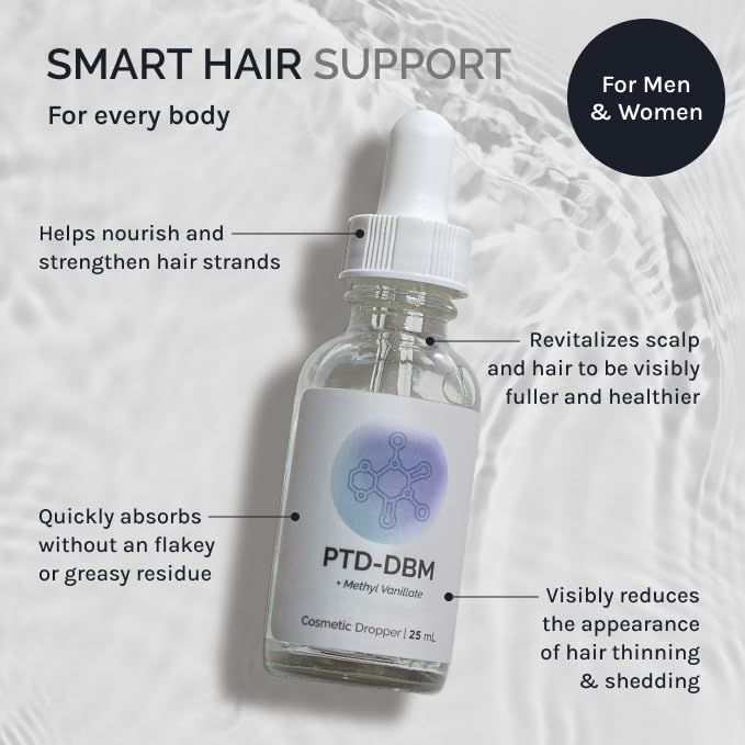 InfiniWell peptide serum on scalp showing application for thicker appearance.