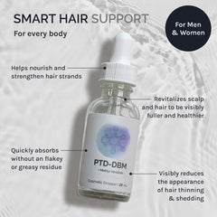 InfiniWell peptide serum on scalp showing application for thicker appearance.