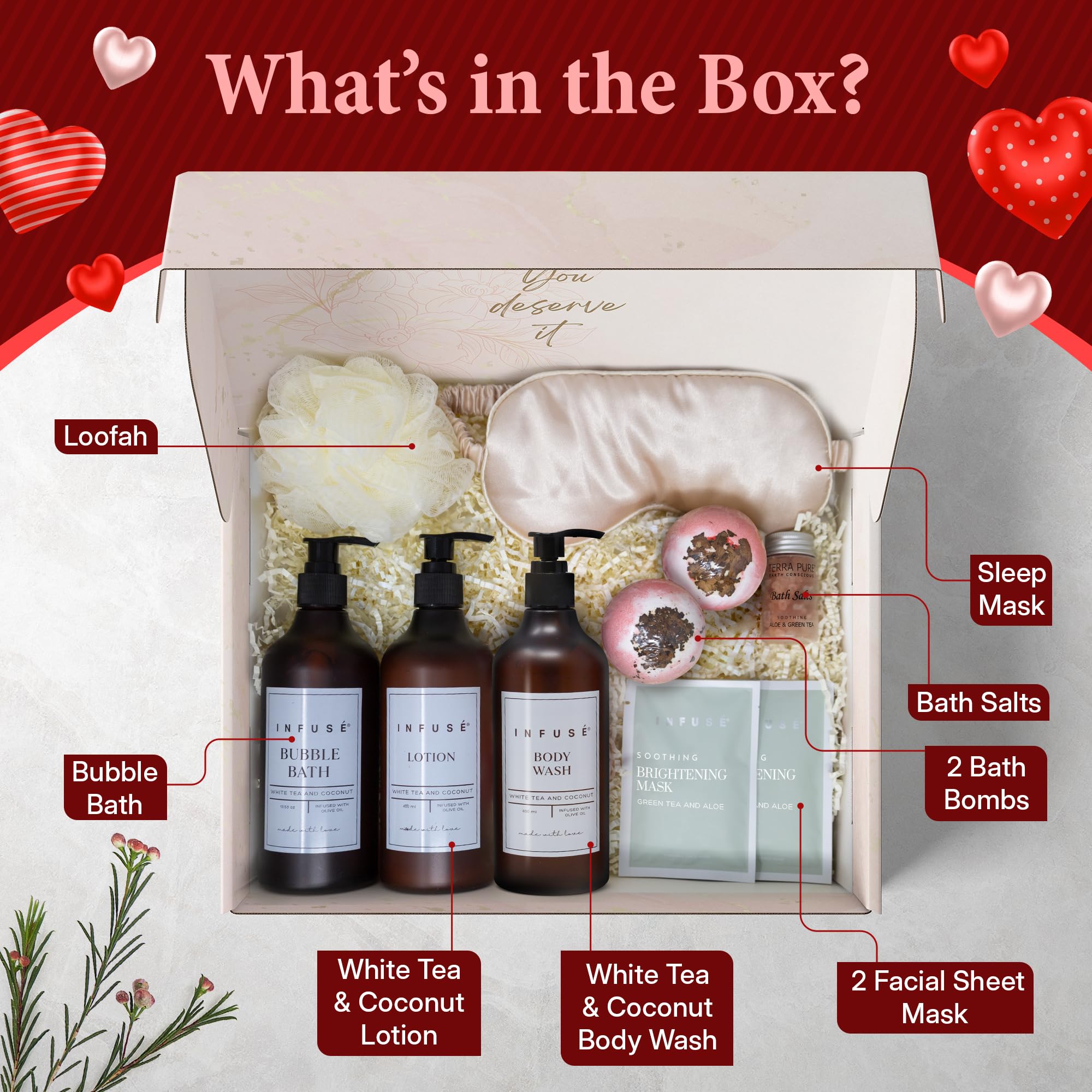 INFUSÉ spa gift box bath bombs offer a delightful fizz for a calming soak.