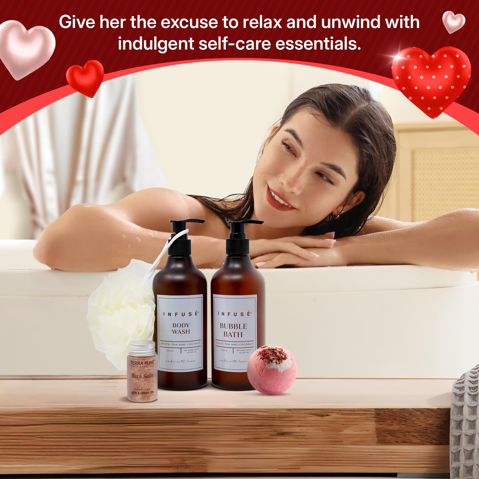 INFUSÉ spa gift box bath salt facilitates mineral-rich relaxation.