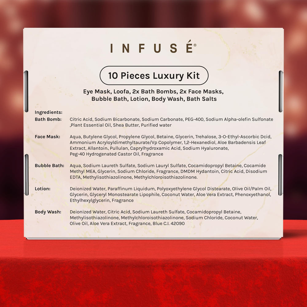 INFUSÉ spa gift box packaging looks elegant and gift-ready.