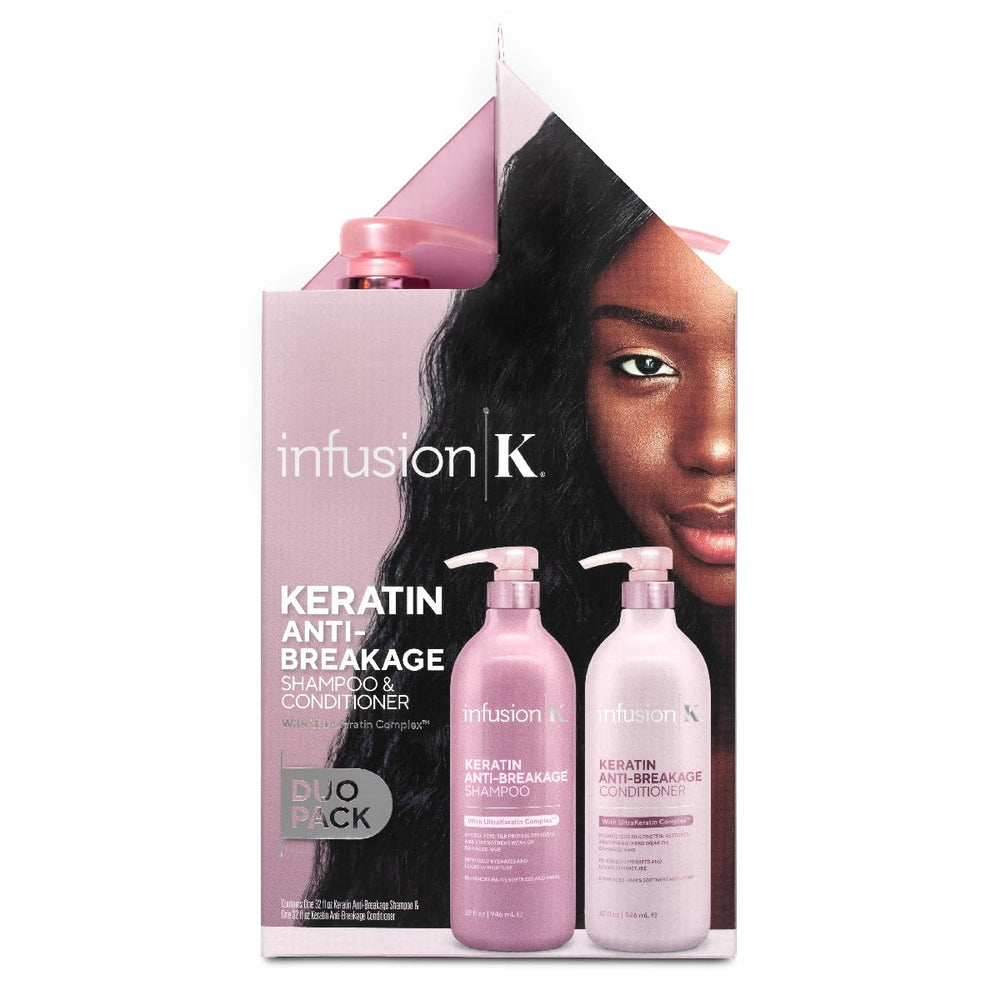Infusion K Keratin Duo Pack box showcases color-safe, clean ingredient promise.