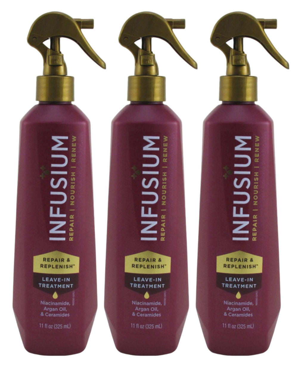 Infusium Leave-In Treatment bottle pour delivers lightweight nourishment for hair