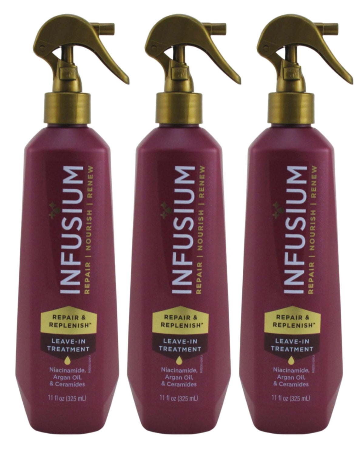 Infusium Leave-In Treatment bottle pour delivers lightweight nourishment for hair