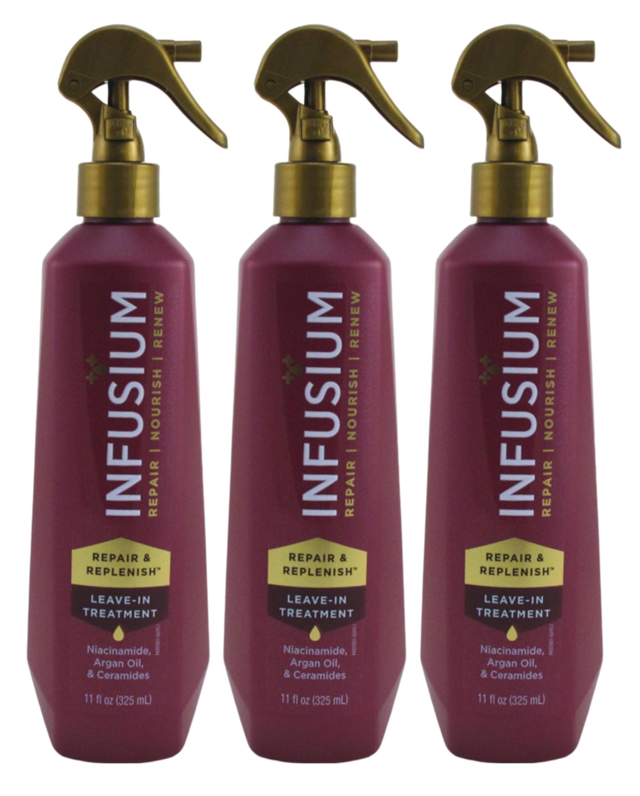 Infusium Leave-In Treatment shine closeup emphasizes renewed hair feel