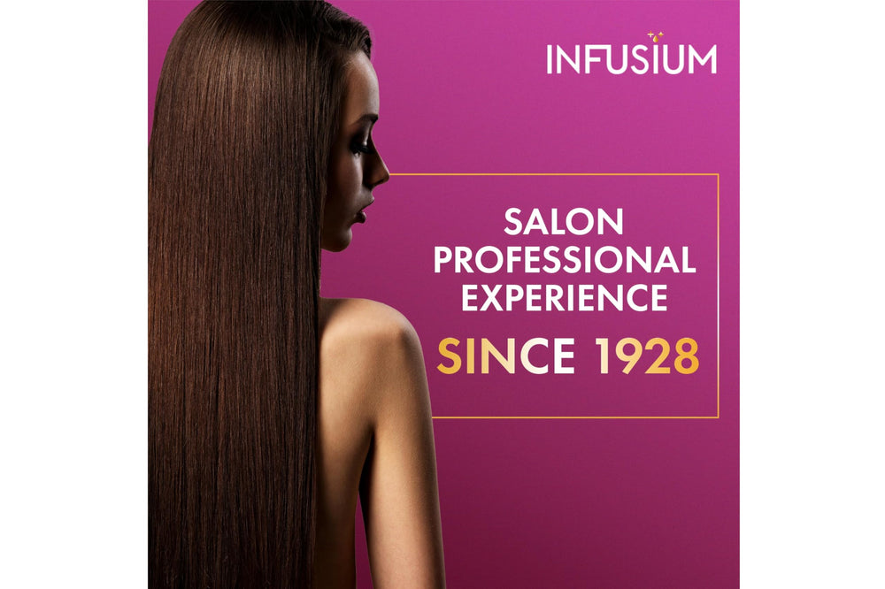 Infusium Moisturize & Replenish conditioner bottle promotes smooth, manageable hair.