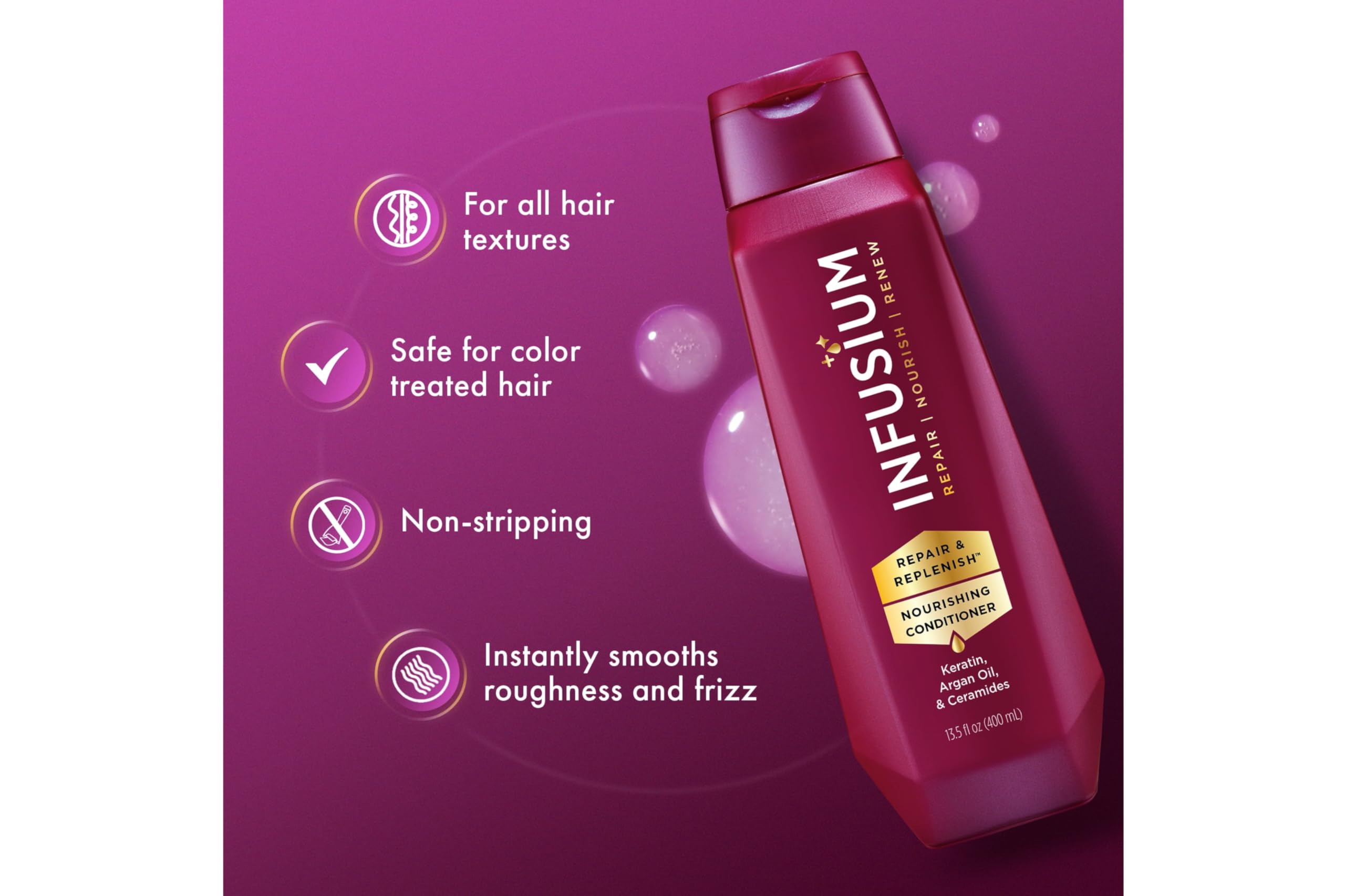 Infusium set box shows dual shampoo and conditioner bundle.