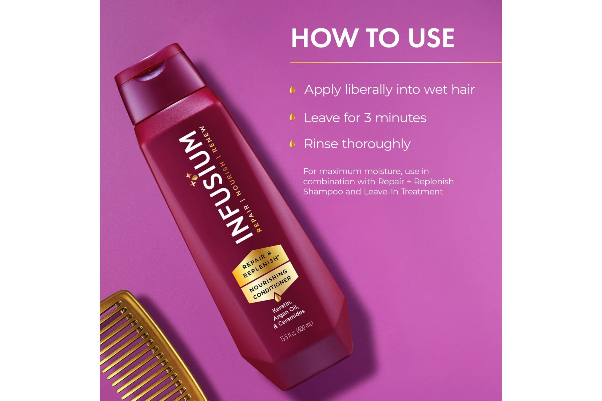 Infusium shampoo lather forms rich foam for gentle cleansing.