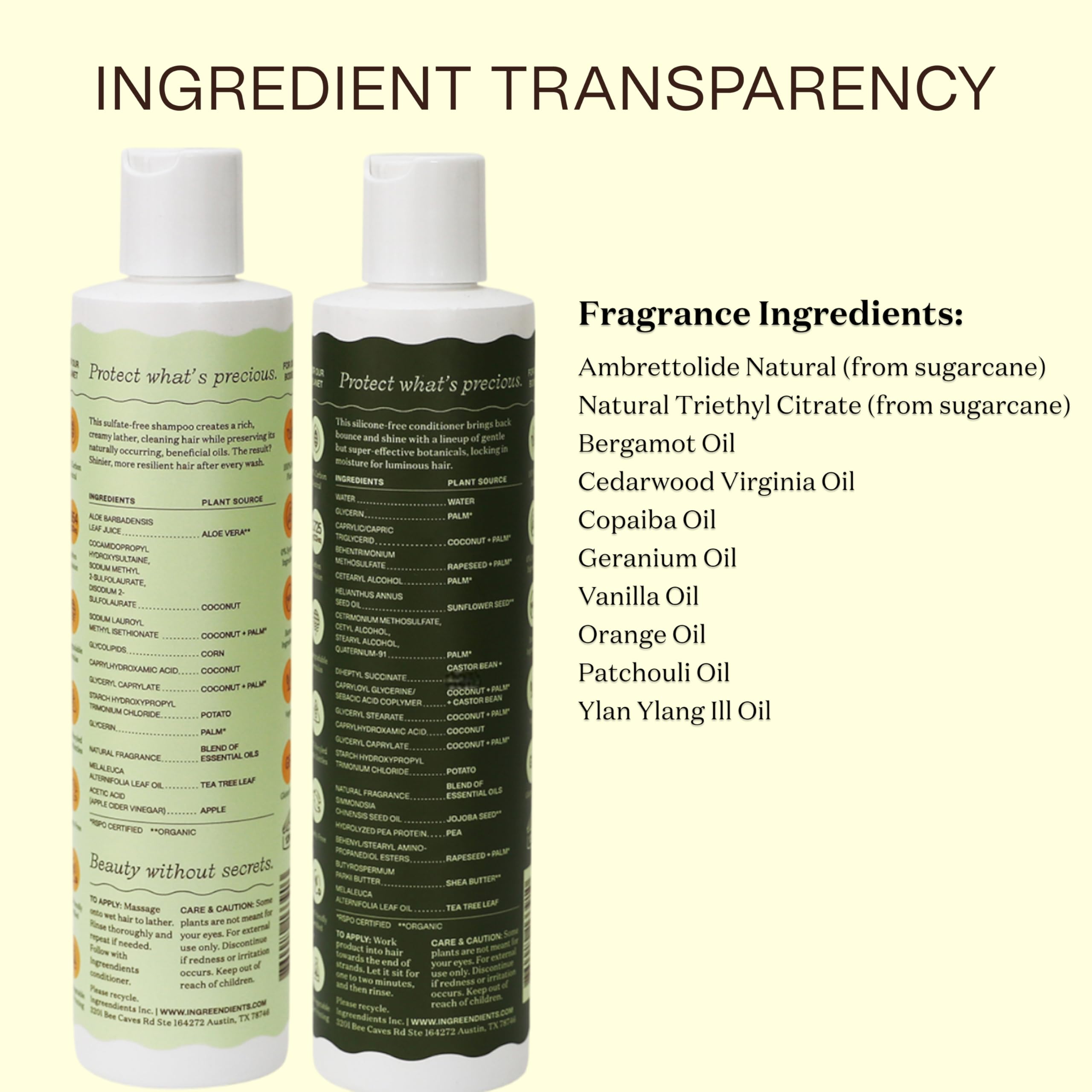 Ingreendients color-safe hair bottle designed to protect color-treated strands.