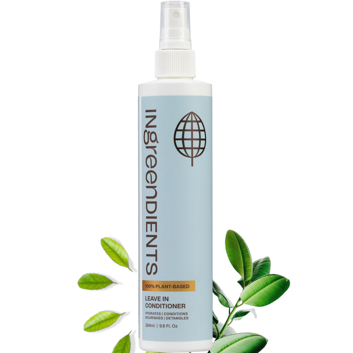 Ingreendients Detangler bottle front shows organic formula for smoother, more manageable hair.