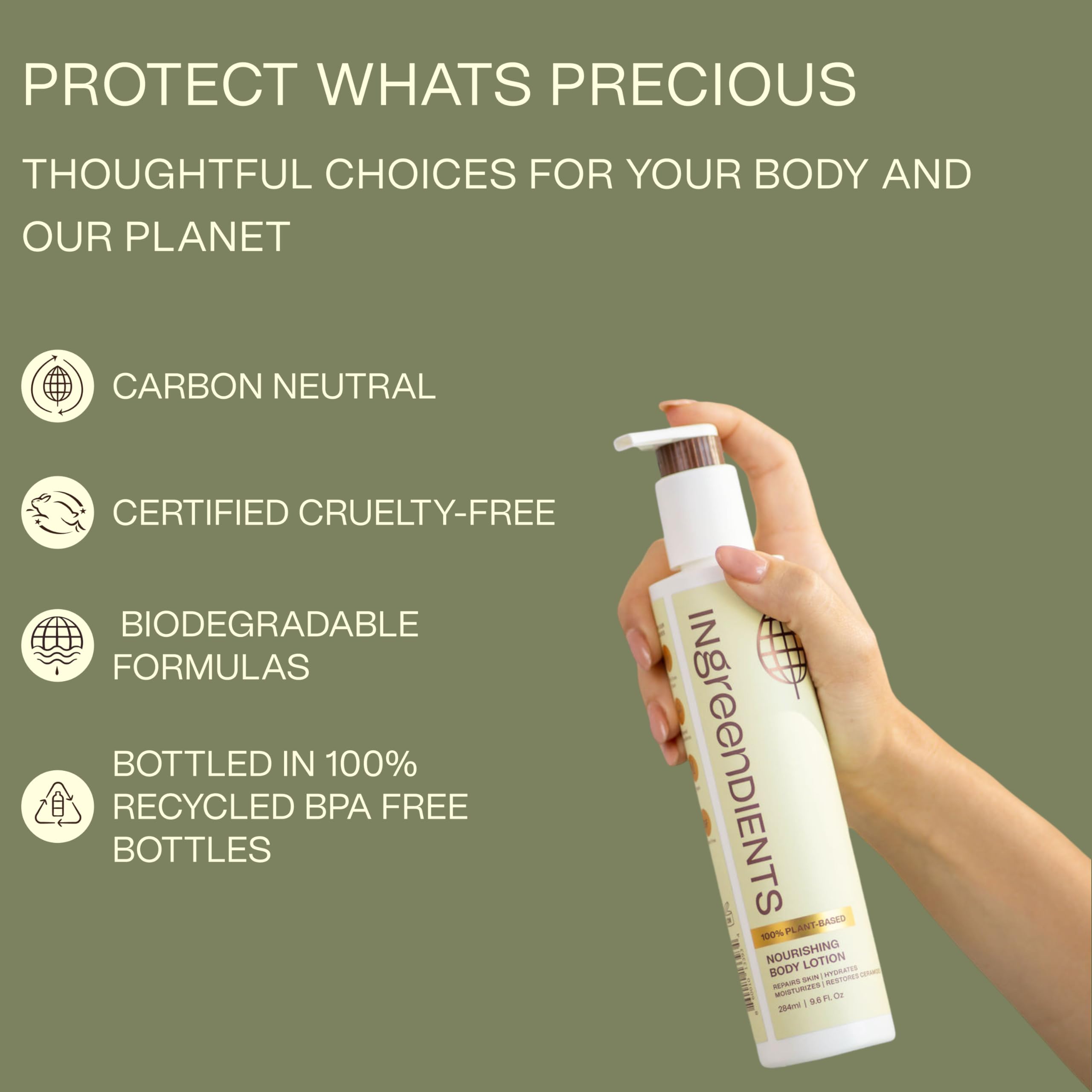 Ingreendients pH-balanced lotion suitable for dry, normal and sensitive skin.