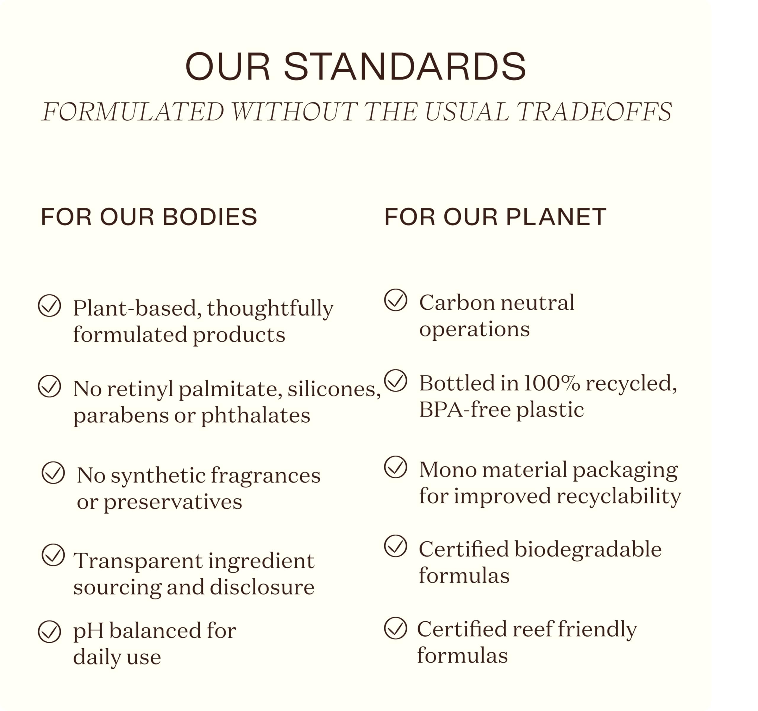 Ingreendients vegan cruelty-free gluten-free lotion for everyday care.