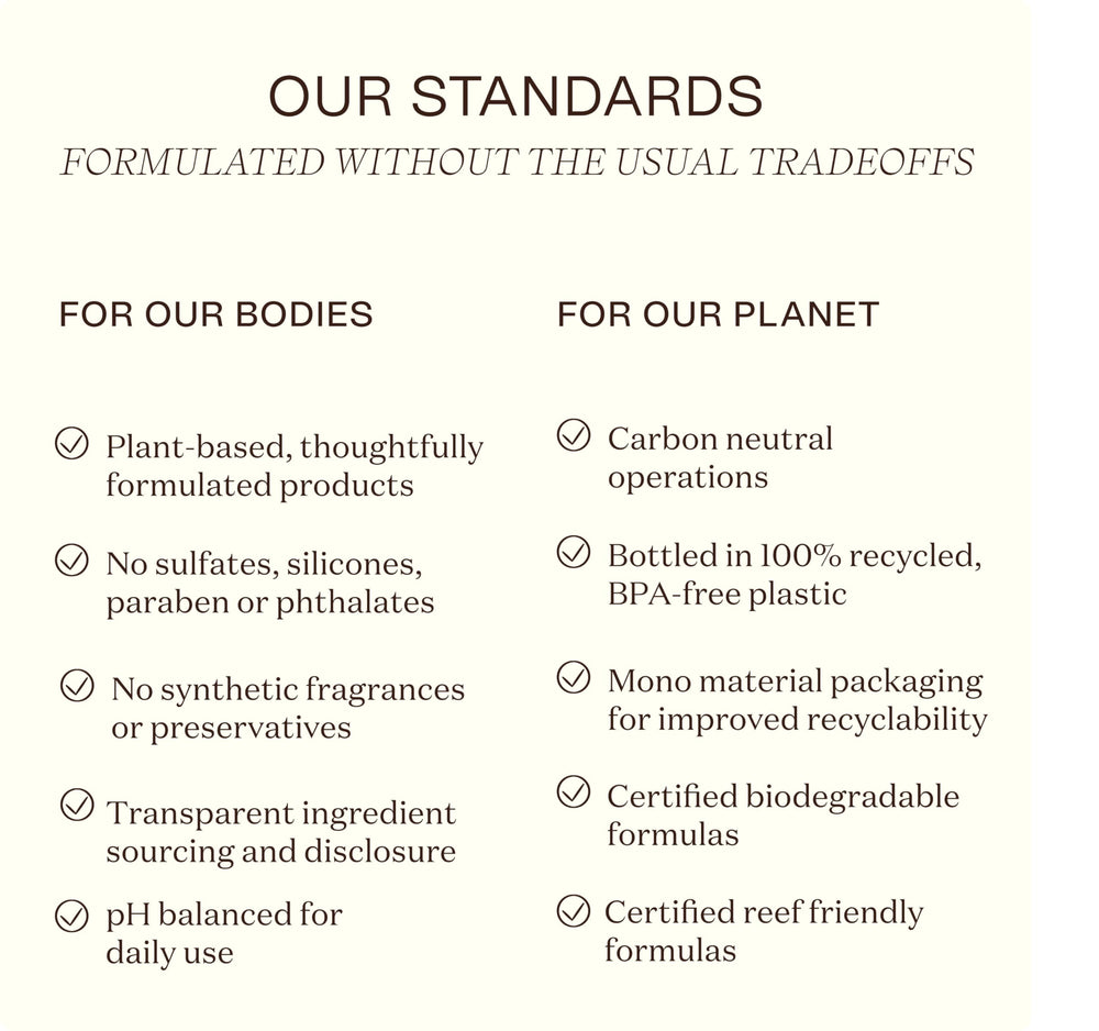 Ingreendients shampoo bottle made in USA signals sustainable production