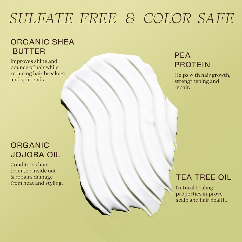 Ingreendients conditioner being poured demonstrates easy application and plant-based conditioning.