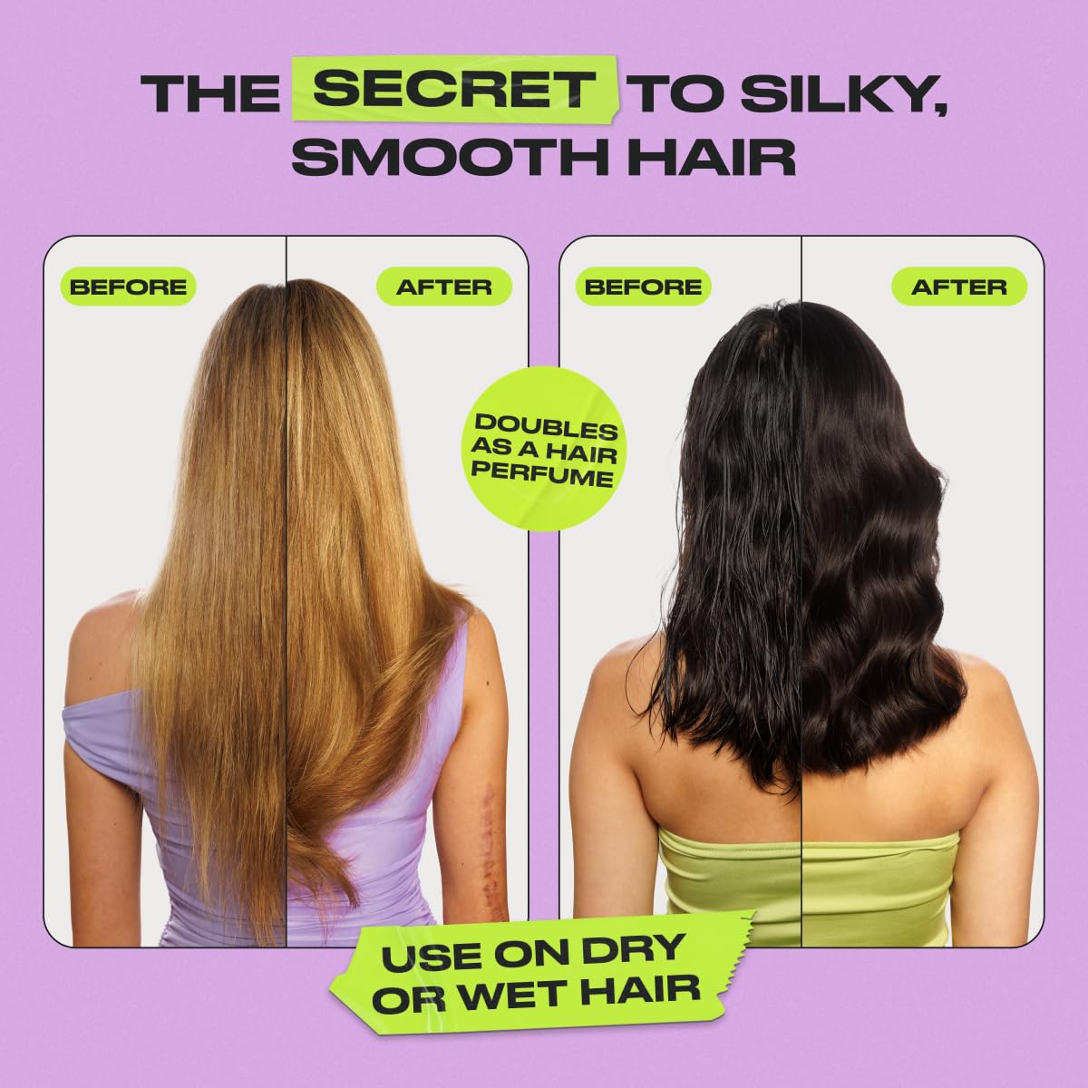 Hair shows smooth shine after applying INH Gloss Gems.