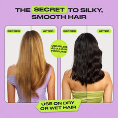 Hair shows smooth shine after applying INH Gloss Gems.