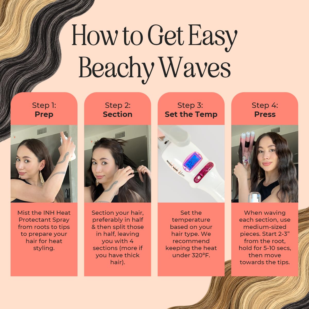 INH Hair Waver 360° swivel cord for easy styling