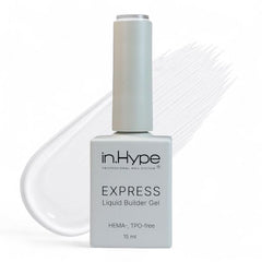 IN.HYPE Express Liquid Builder Gel bottle shown for fast, precise overlays.