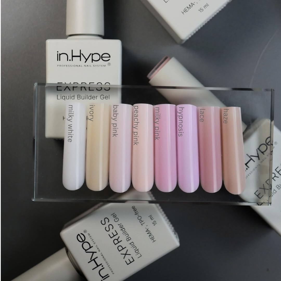 IN.HYPE Express Structure Gel builds an even apex for longer-lasting strength.