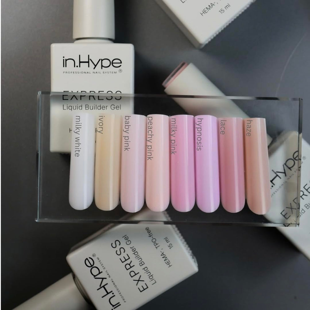 IN.HYPE Express Structure Gel builds an even apex for longer-lasting strength.