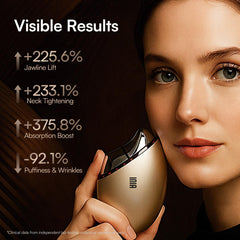 INIA dual LED red and blue light on the face for rejuvenation.