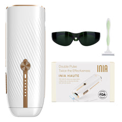 INIA HAUTE in action with double-pulse technology for faster at-home hair removal