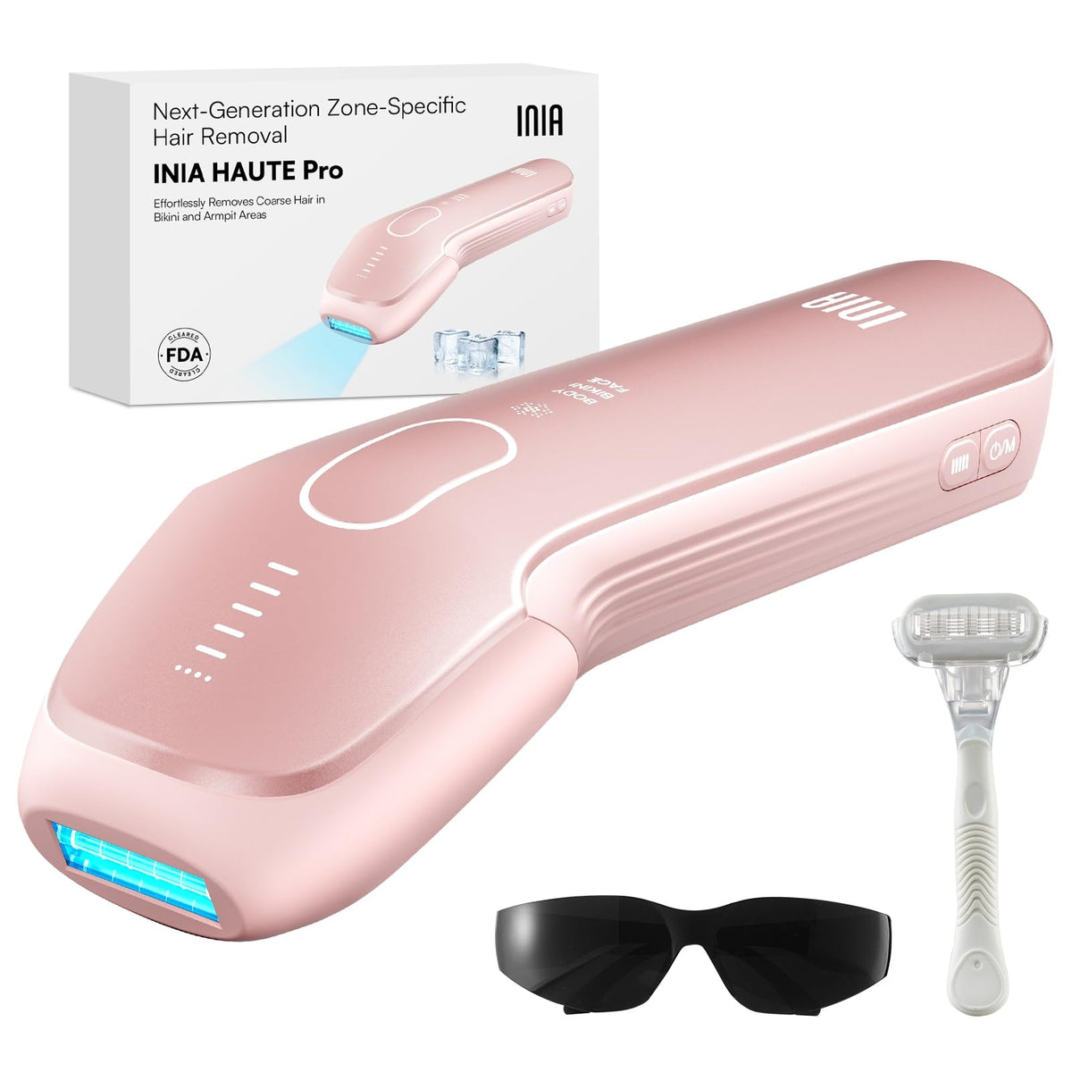 INIA Haute Pro laser hair remover front view for at-home hair reduction.