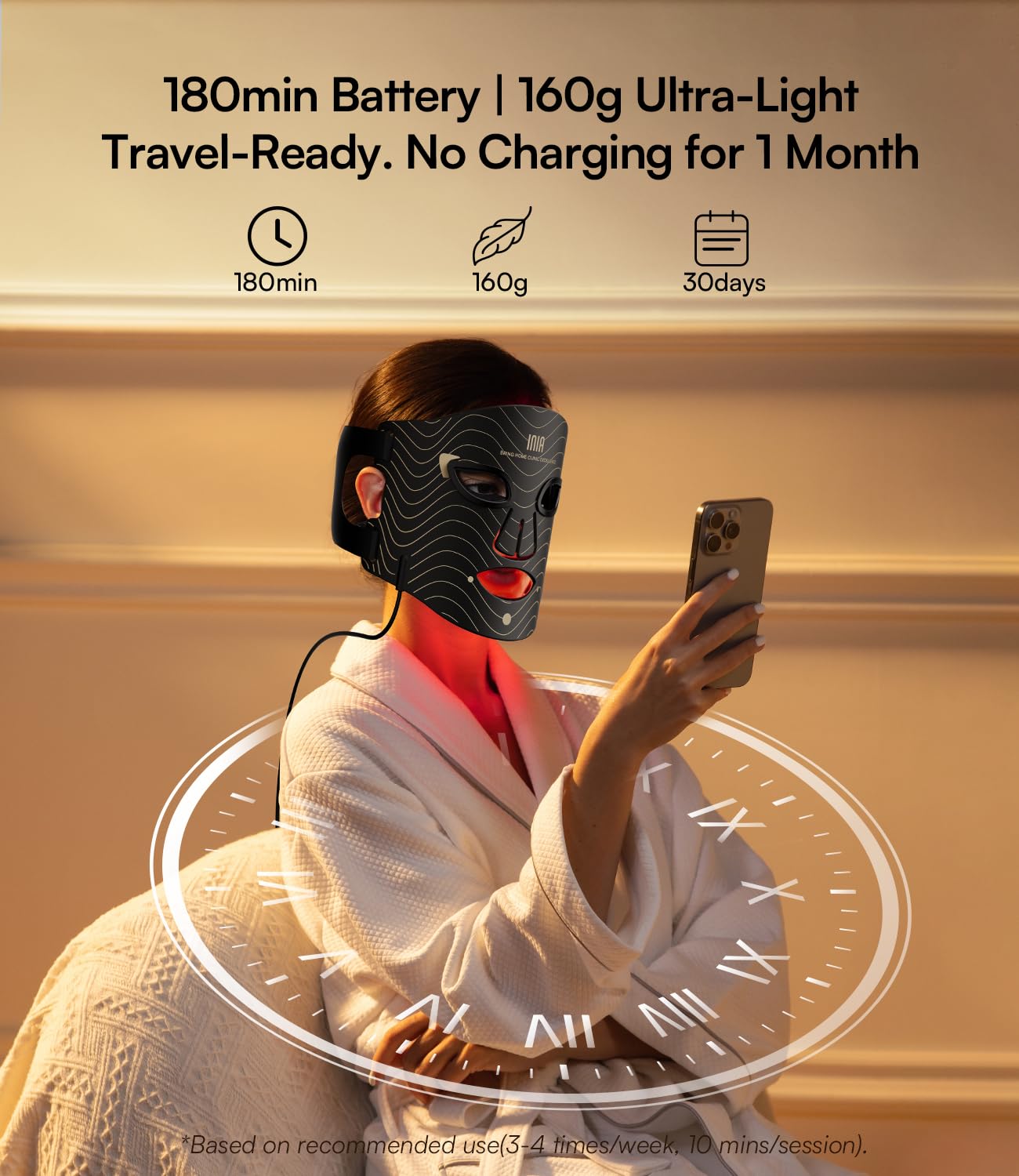 INIA Red Light Mask feels comfortable for at-home use during sessions.