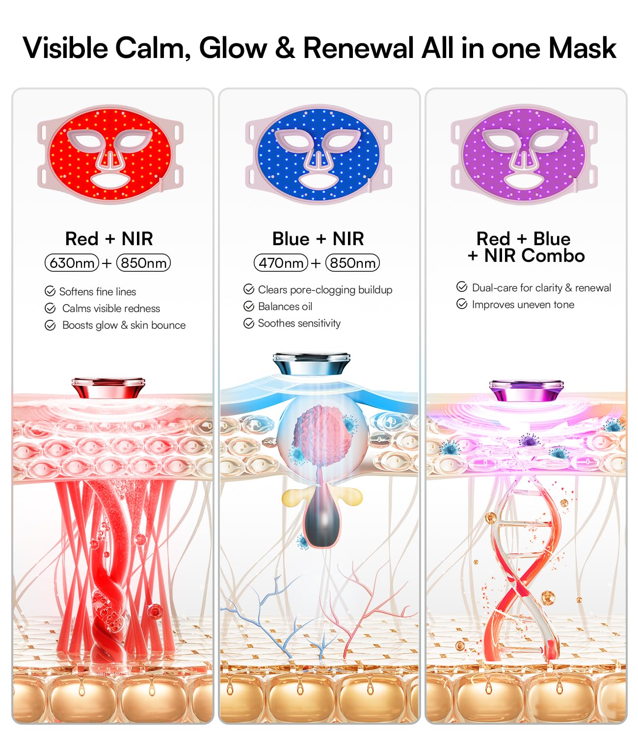INIA red light mask face right profile highlighting deep-penetration LED therapy.