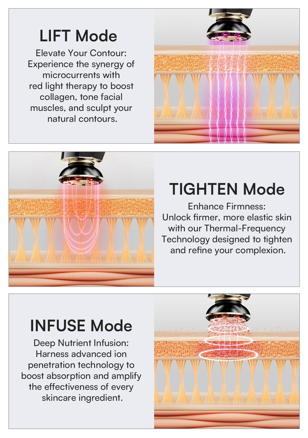 INIA True Beauty Glow 3D head adapts to contours for even pressure.