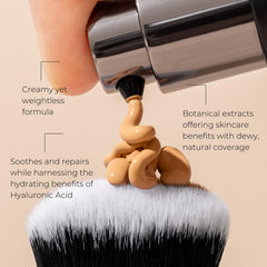 INIKA foundation with argan oil on surface supports elasticity and smooth look