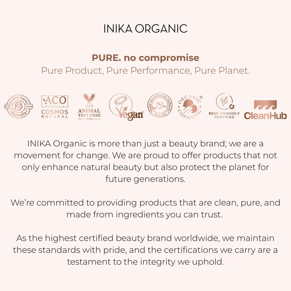 INIKA foundation with green tea antioxidants supports a healthy-looking base
