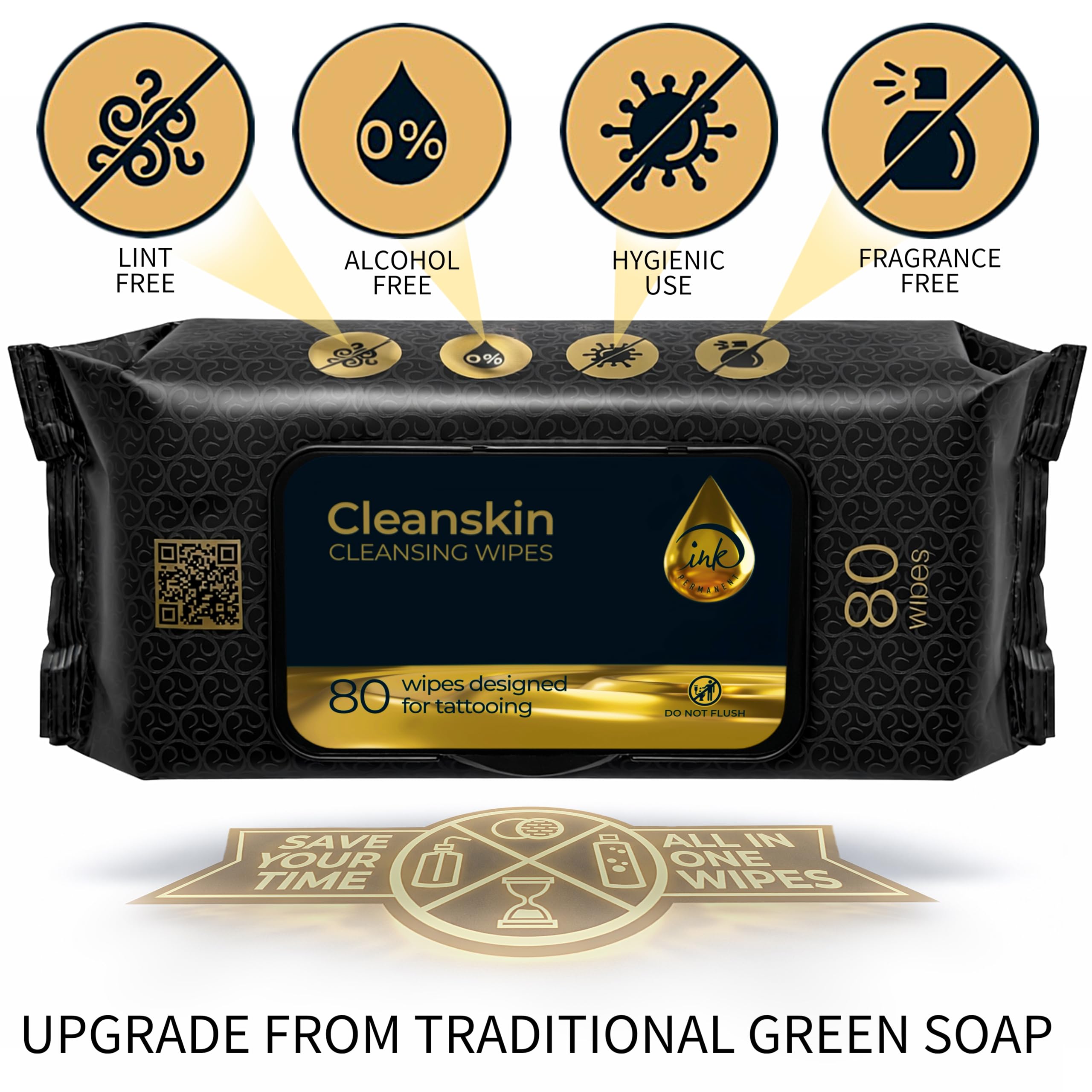 Ink Permanent CleanSkin wipes in pack of three ready for PMU prep.