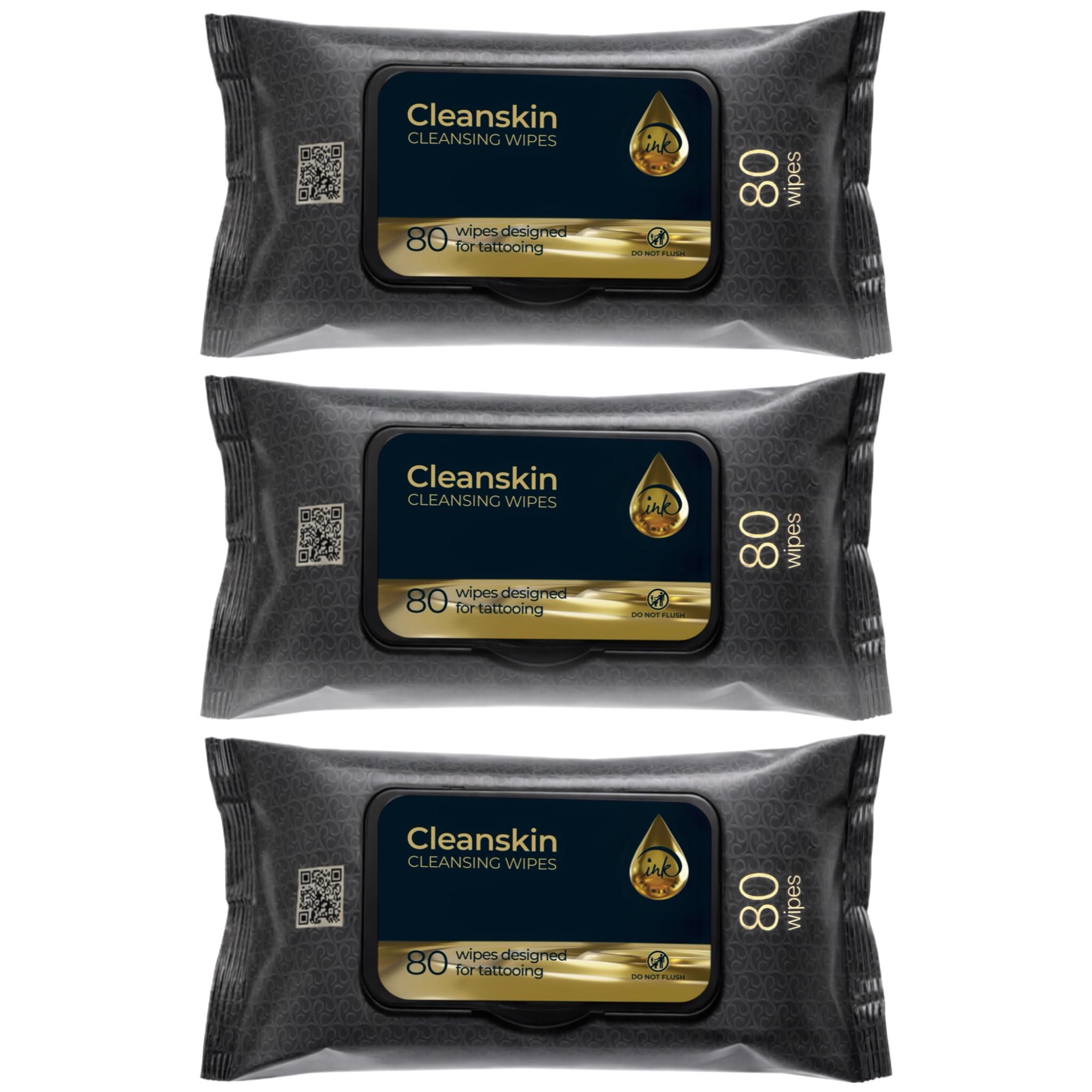 Ink Permanent CleanSkin wipes in a tub front for easy tattoo cleaning.