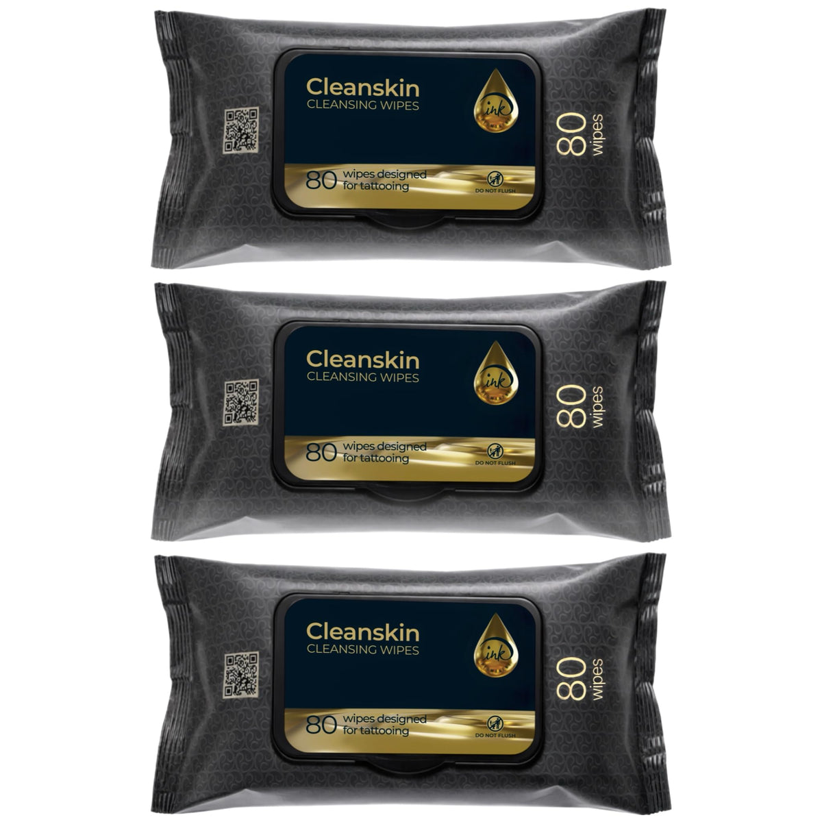 Ink Permanent CleanSkin wipes in a tub front for easy tattoo cleaning.