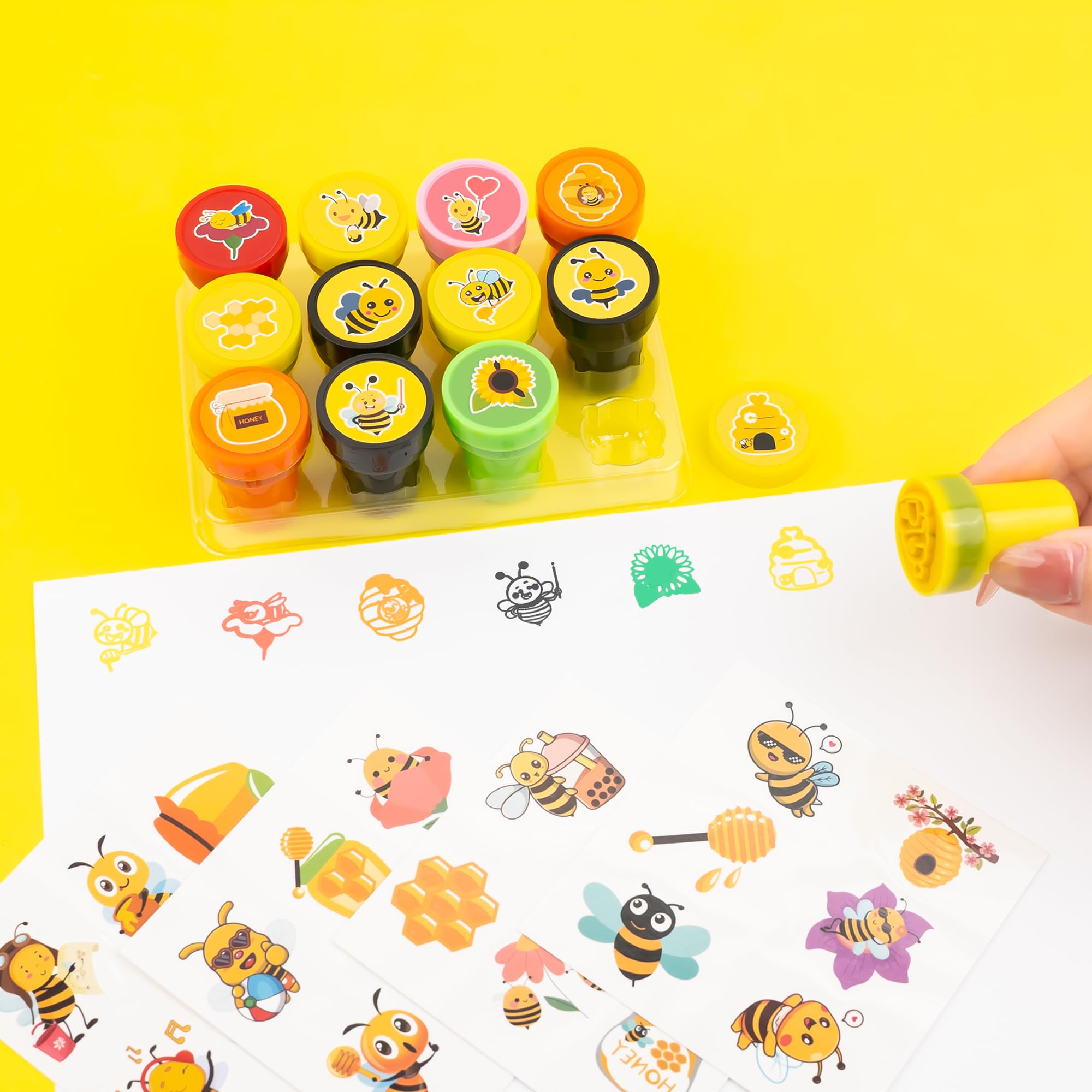 INKSOMOBA unboxing bee party favors reveals bright visuals for creativity.